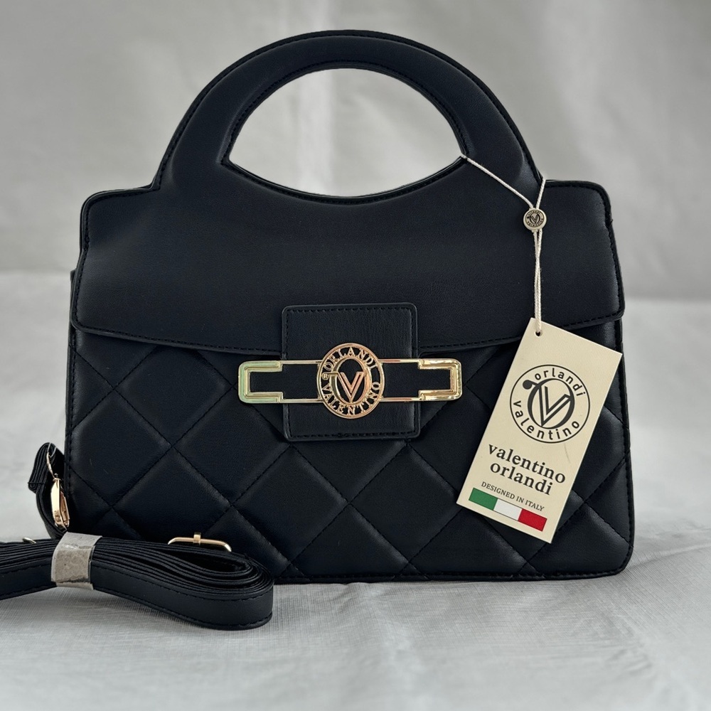 Valentino Orlandi Black Quilted Satchel - Picture 1 of 3